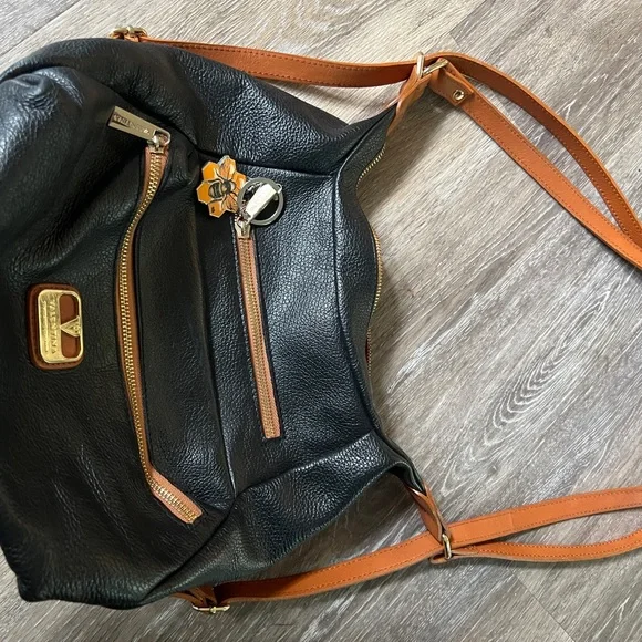 Valentina Black and Brown Crossbody Bag - Picture 2 of 3